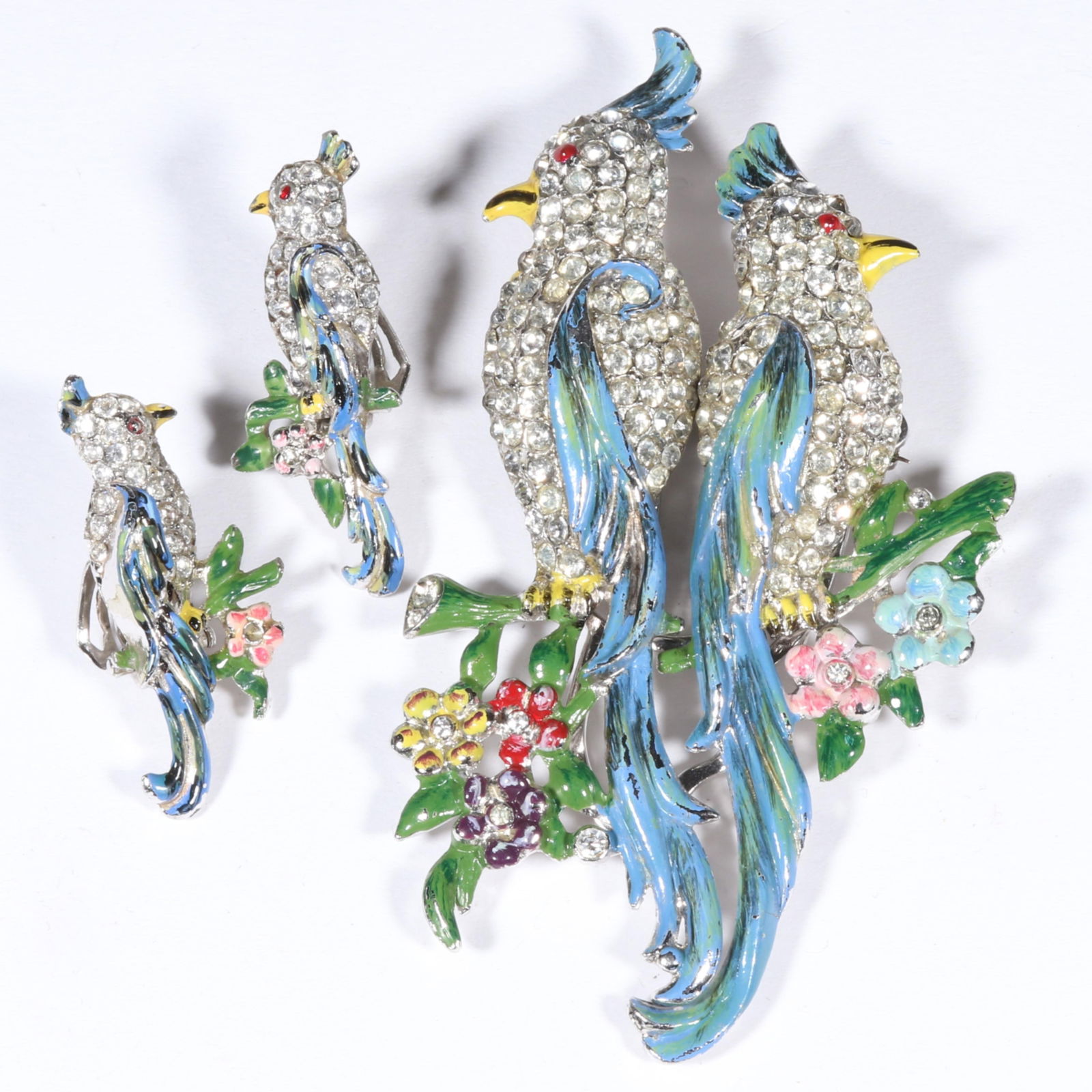 Book piece Coro Craft Corocraft Duette large enamel and pave rhinestone calopsita cockatoo parrot (1 of 7)