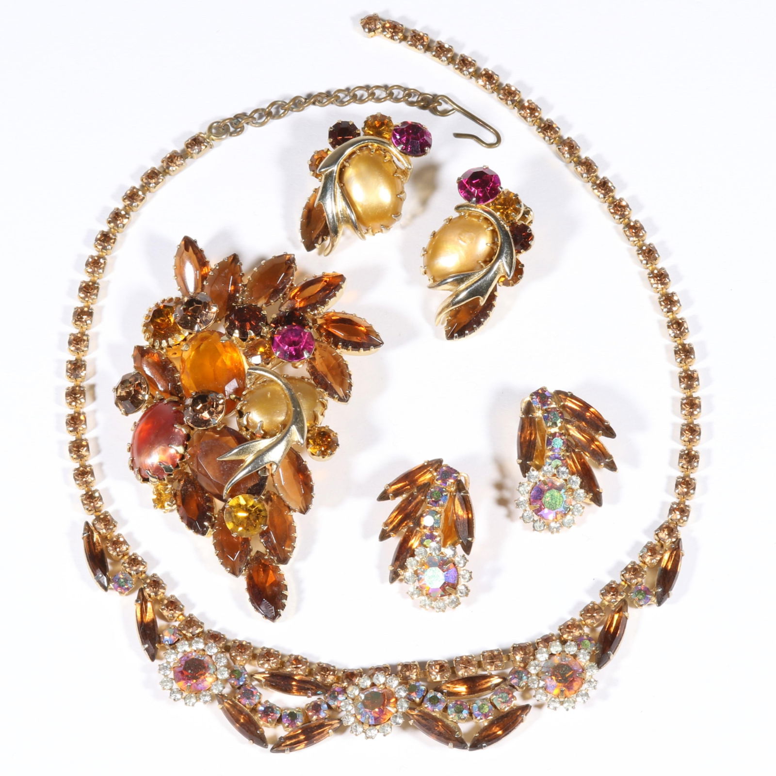 DeLizza & Elster Juliana amber rhinestone crystal jewelry group with two matching sets of necklace (1 of 4)