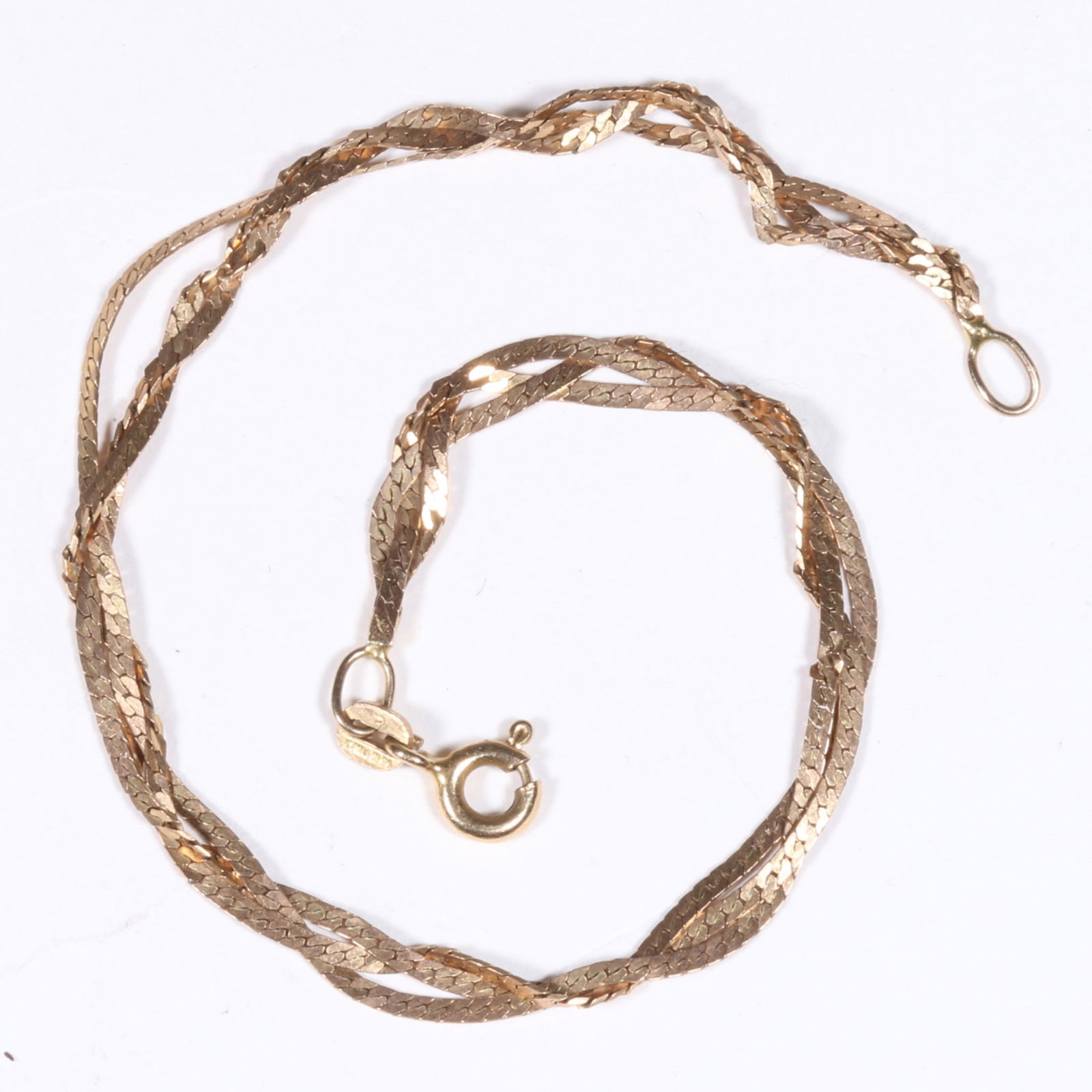 14K rose gold braded chain bracelet. 7 3/8"Long (1 of 4)