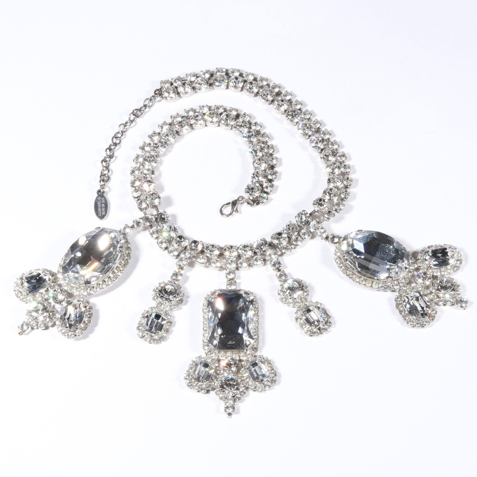 Creations Georgianni large statement diamante rhinestone crystal necklace. 17"L x 3"Drop (1 of 7)