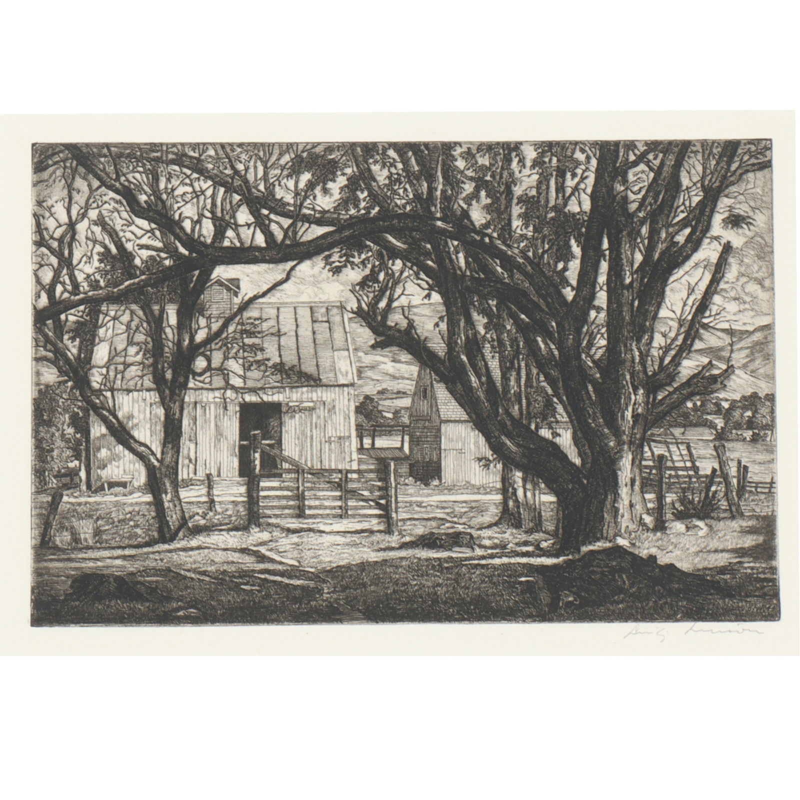 Luigi Lucioni, Italy / New York City (1900-1988), Pattern of Trees, etching, 7 1/2?h x 11 3/4?w (1 of 9)