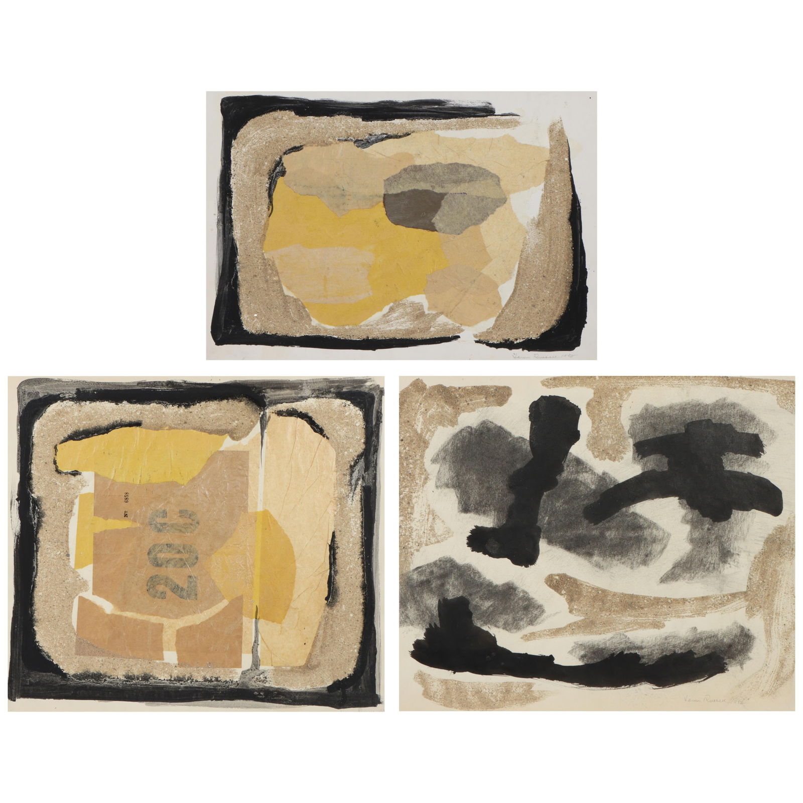 James Spencer Russell, Indiana, New York (1915-2000), 3 abstract compositions, 1958, mixed media on (1 of 10)
