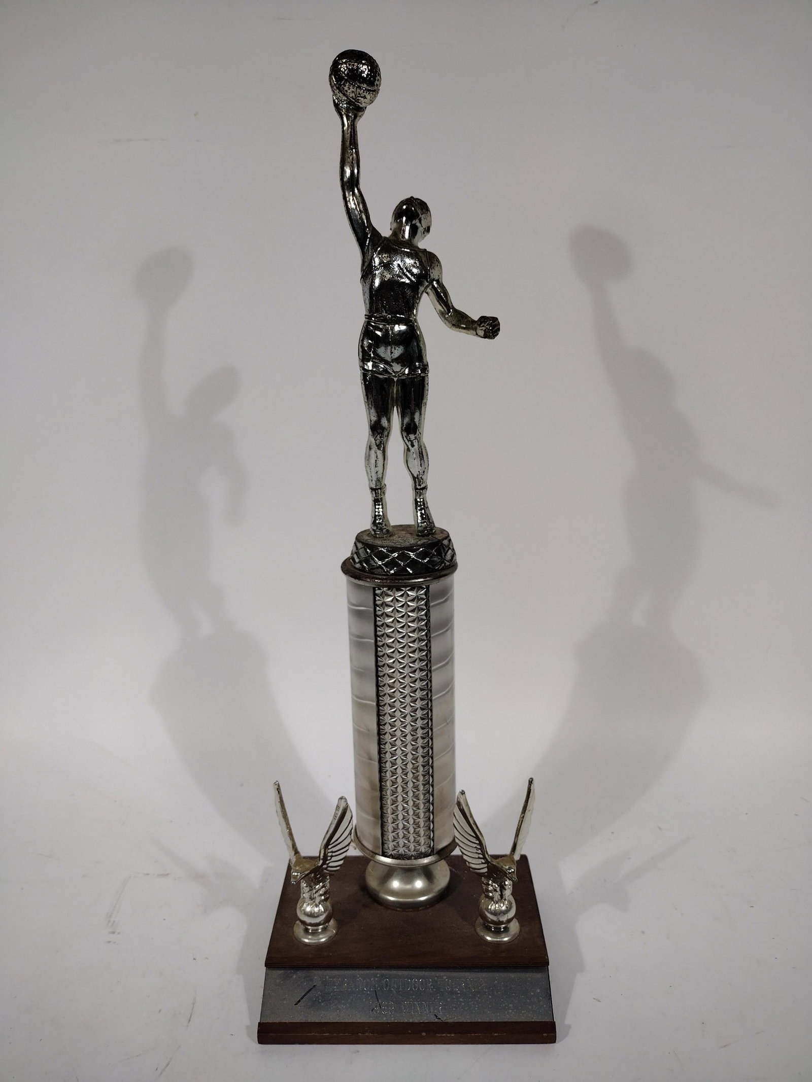 George McGinnis 1969 Lebanon Outdoor Tourney Trophy: George McGinnis 1969 Lebanon Outdoor Tourney Trophy Awarded to George after the tournament in Lebanon, Indiana. The trophy measures aprox 15 inches tall. A letter of Authenticity with facsimile signat