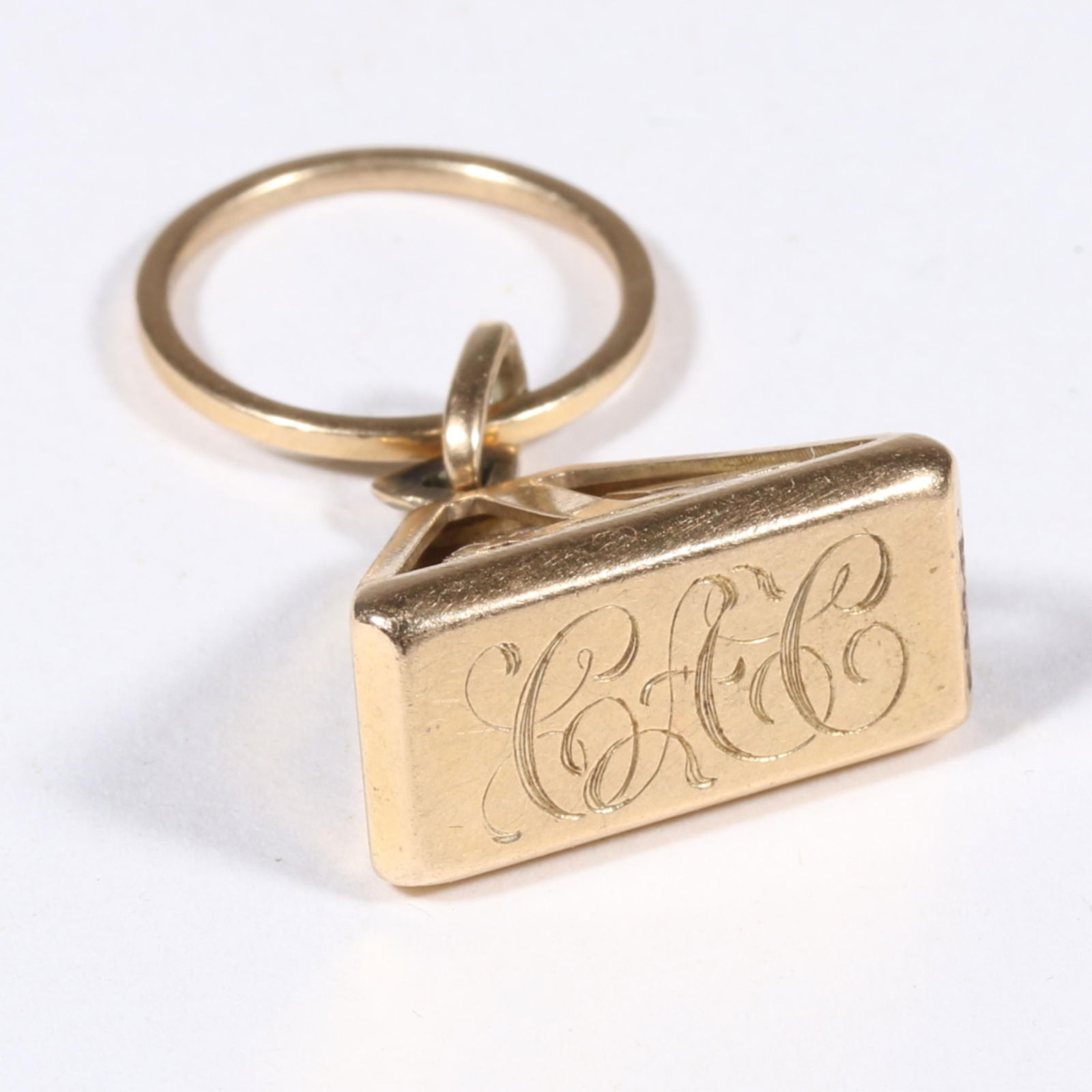 14K yellow gold watch fob monogramed "CAC" 1 5/8"H x 1/2"W (1 of 8)