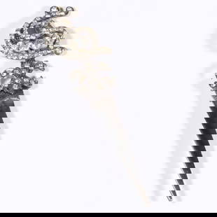 Large Askew London designer rhinestone crystal sword brooch. 4 7/8"H x 1 3/8"W: Large Askew London designer rhinestone crystal sword brooch. 4 7/8"H x 1 3/8"W