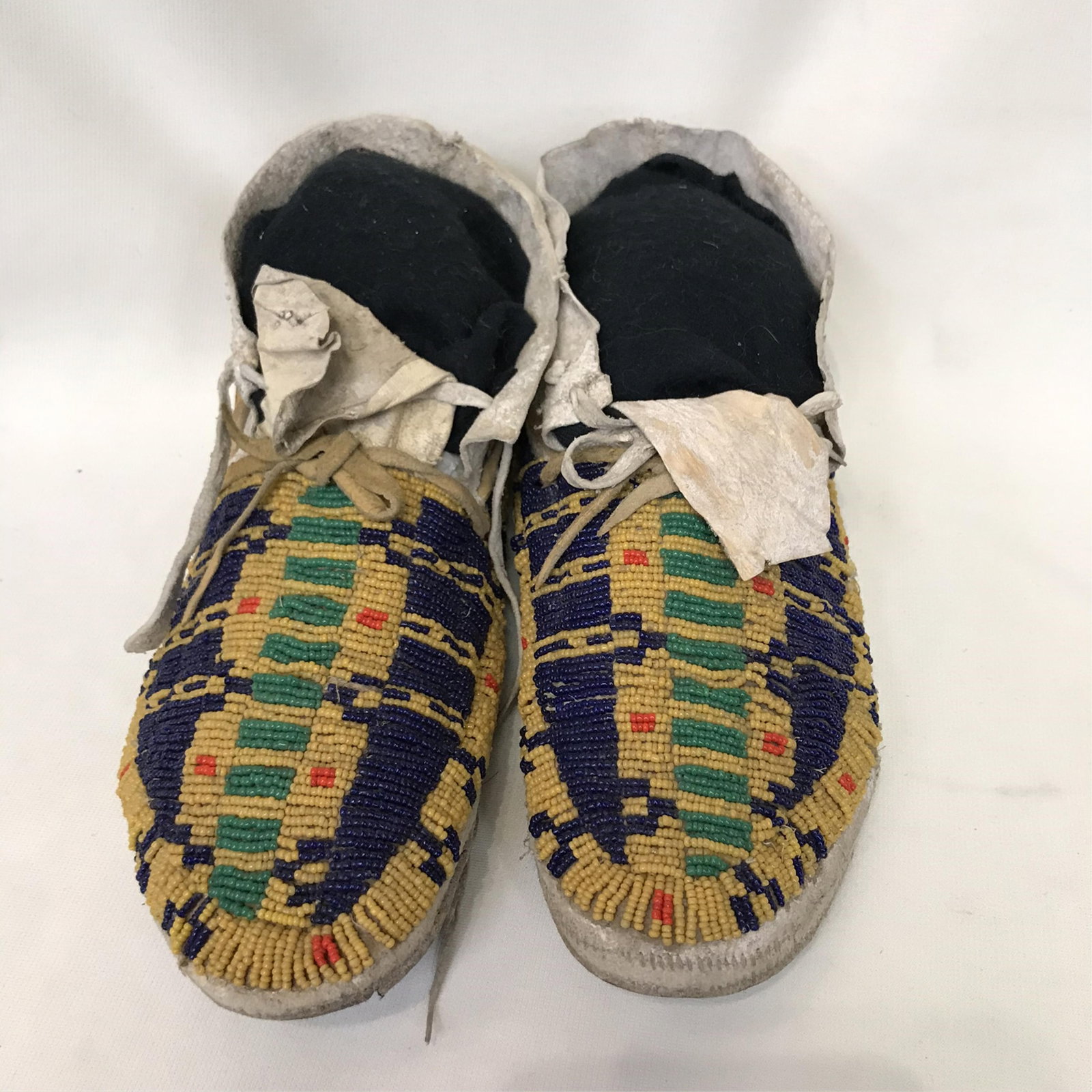 Northern Plains Authentic Native American Beaded Moccasins, ca. early 1900s Approximately 10? long x (1 of 12)
