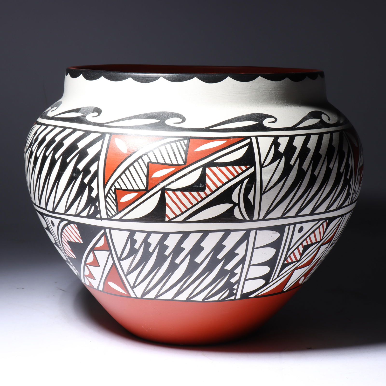 Large Jemez Pueblo Polychrome Pot By E. Suazo; Southwestern Native American Indian Pottery 8"H x (1 of 12)