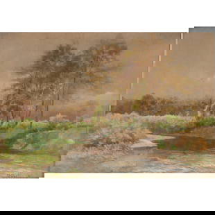 Richard Buckner Gruelle, Indiana, New York (1851-1914), landscape, watercolor on paper, 13 1/4"H x: Richard Buckner Gruelle Indiana, New York (1851-1914) landscape watercolor on paper Signed lower right. Biography from the Archives of askART: A self-taught landscape painter, illustrator and writer R