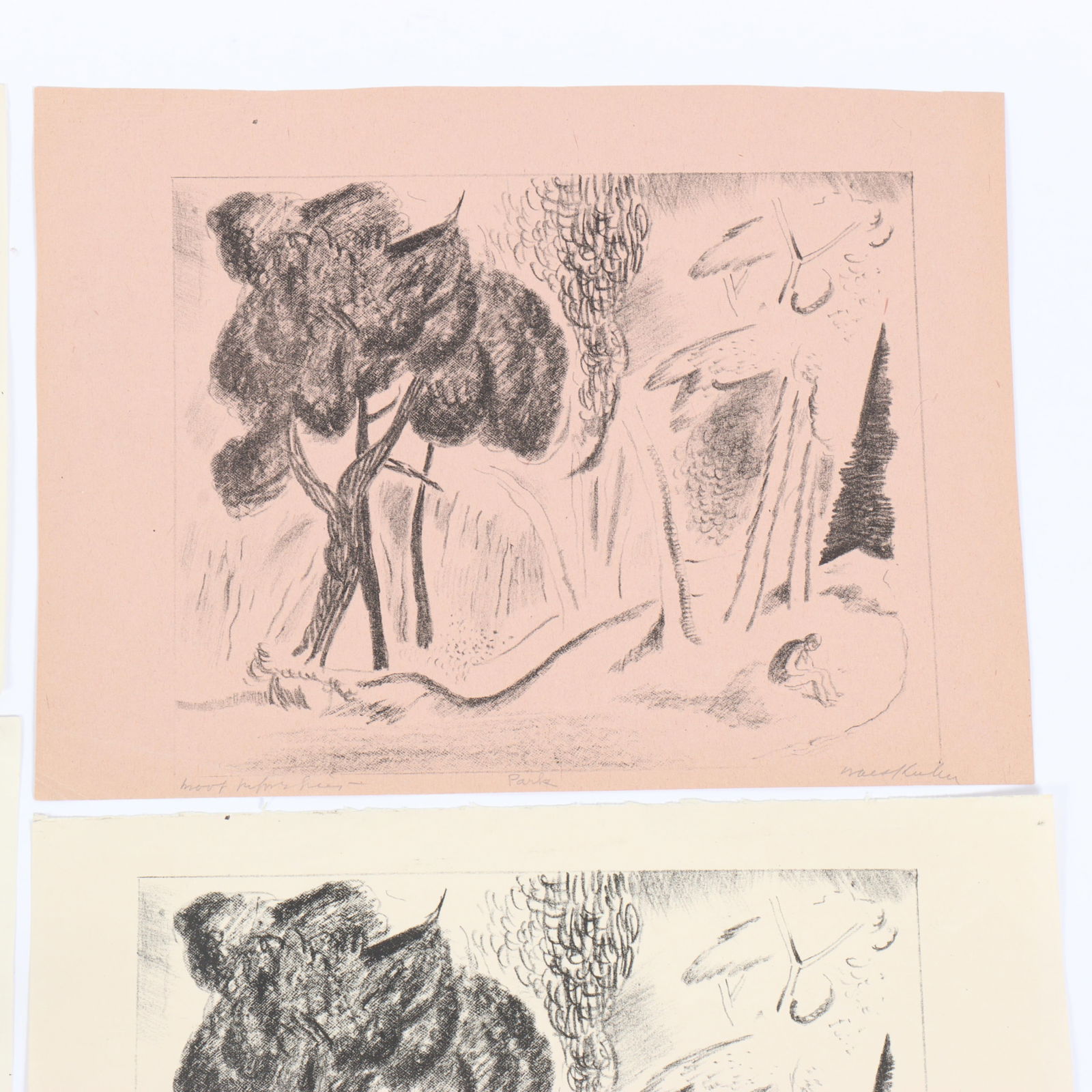 Walt Francis (Walter) Kuhn, New York, California (1877 - 1949), Park, tree-lined landscape with (1 of 3)