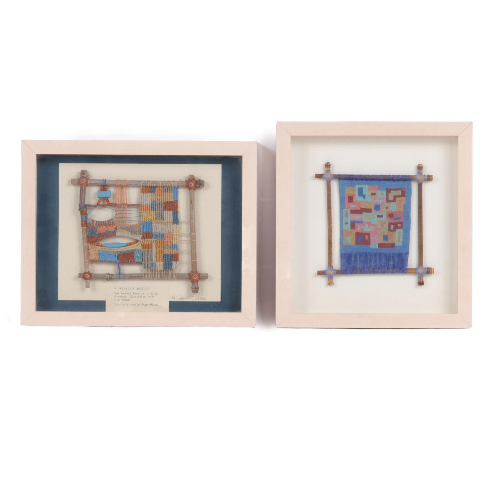 Virginia Harvey, American (1917-2001), Two Framed Tapestries, Weaver's Doodle, Soumak Tapestry, (1 of 10)