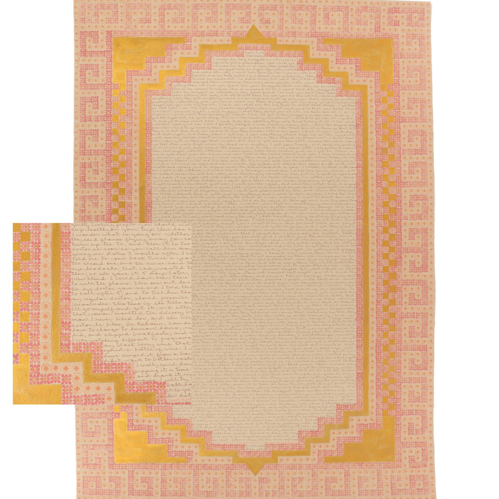 Barton Lidice Benes, American (1942 - 2012), Aunt Evelyn Illumination, mixed media on paper, 38"H x: Barton Lidice Benes American (1942 - 2012) Aunt Evelyn Illumination mixed media on paper Signed and titled lower edge of text. Biography from the Archives of askART: Following is The New York Times ob