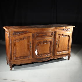 Antique French Provincial Louis XV style Rococo sideboard buffet with parquetry patterned top, (1 of 11)