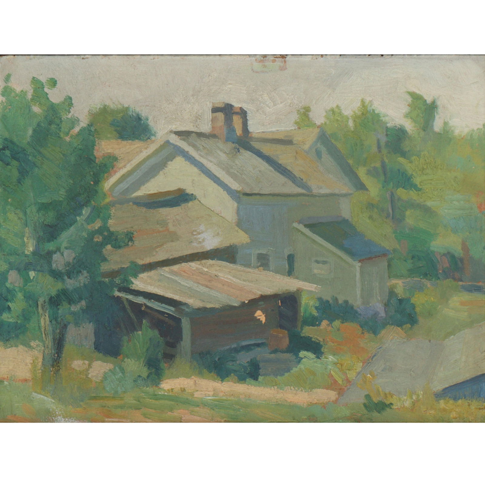 William Frederick Kaeser, Indiana / Germany (1908 - 1987), country landscape with house, oil on: William Frederick Kaeser Indiana / Germany (1908 - 1987) country landscape with house oil on board signed lower right. From Indianapolis, William Kaeser was a figurative artist who exhibited at the Ho