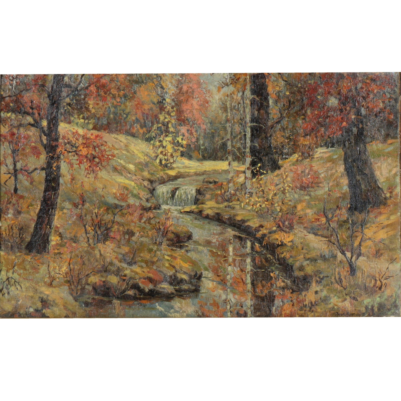 Paul Bettinger, Ohio (1878 - 1947), Autumn woodland landscape with stream, oil on canvas, 22 3/4"H x (1 of 15)