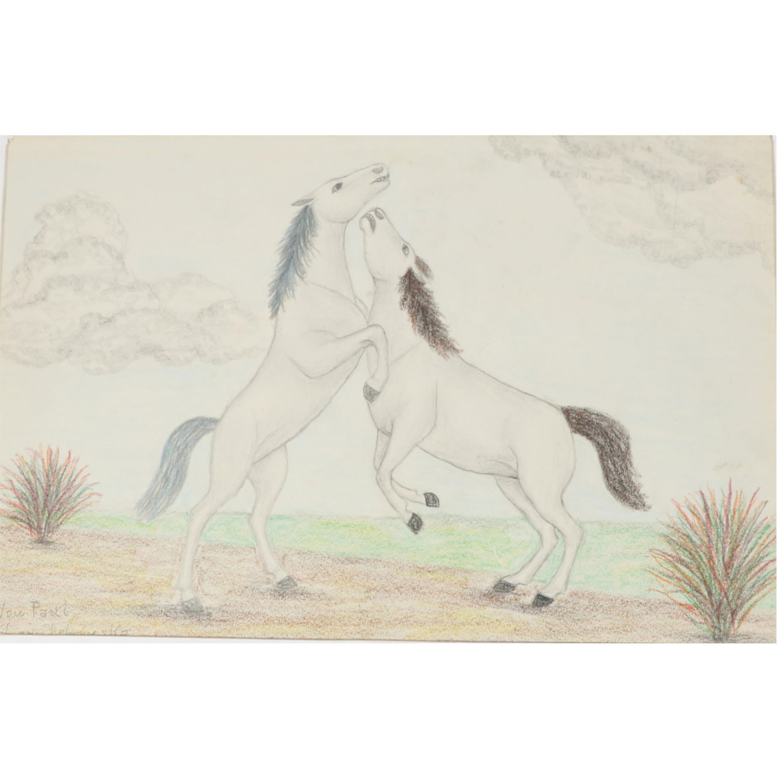 Lawrence Lebduska, New York, Maryland / Germany (1894 - 1966), frolicking horses, 1961, crayon and (1 of 7)