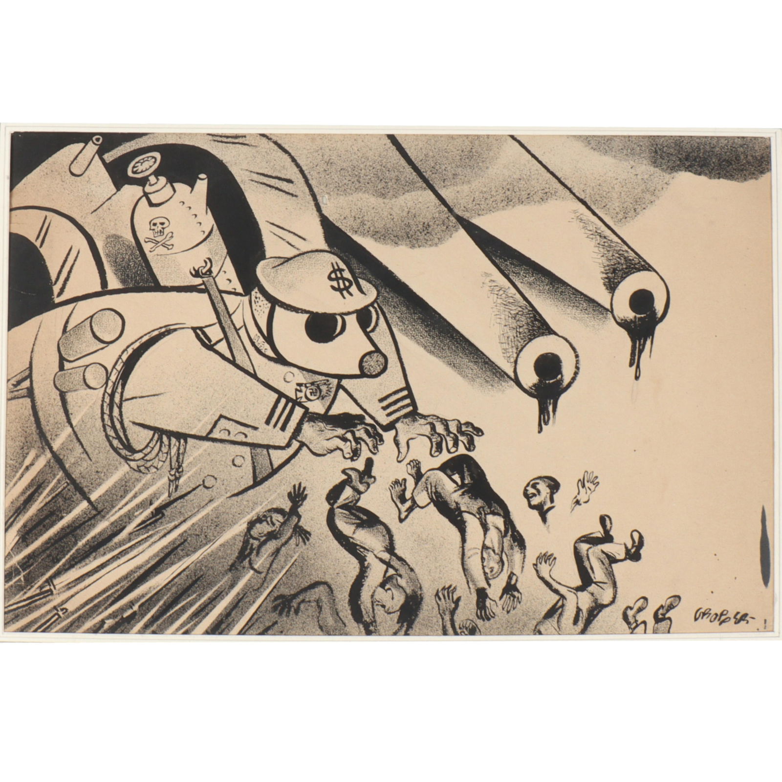 William Gropper, New York (1897 - 1977), WWII German themed political satire, mixed media on paper, (1 of 10)