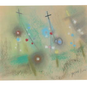 Loren MacIver, New York, Massachusetts (1909 - 1998), Untitled Christmas trees, ca. 1940's, pastel (1 of 10)