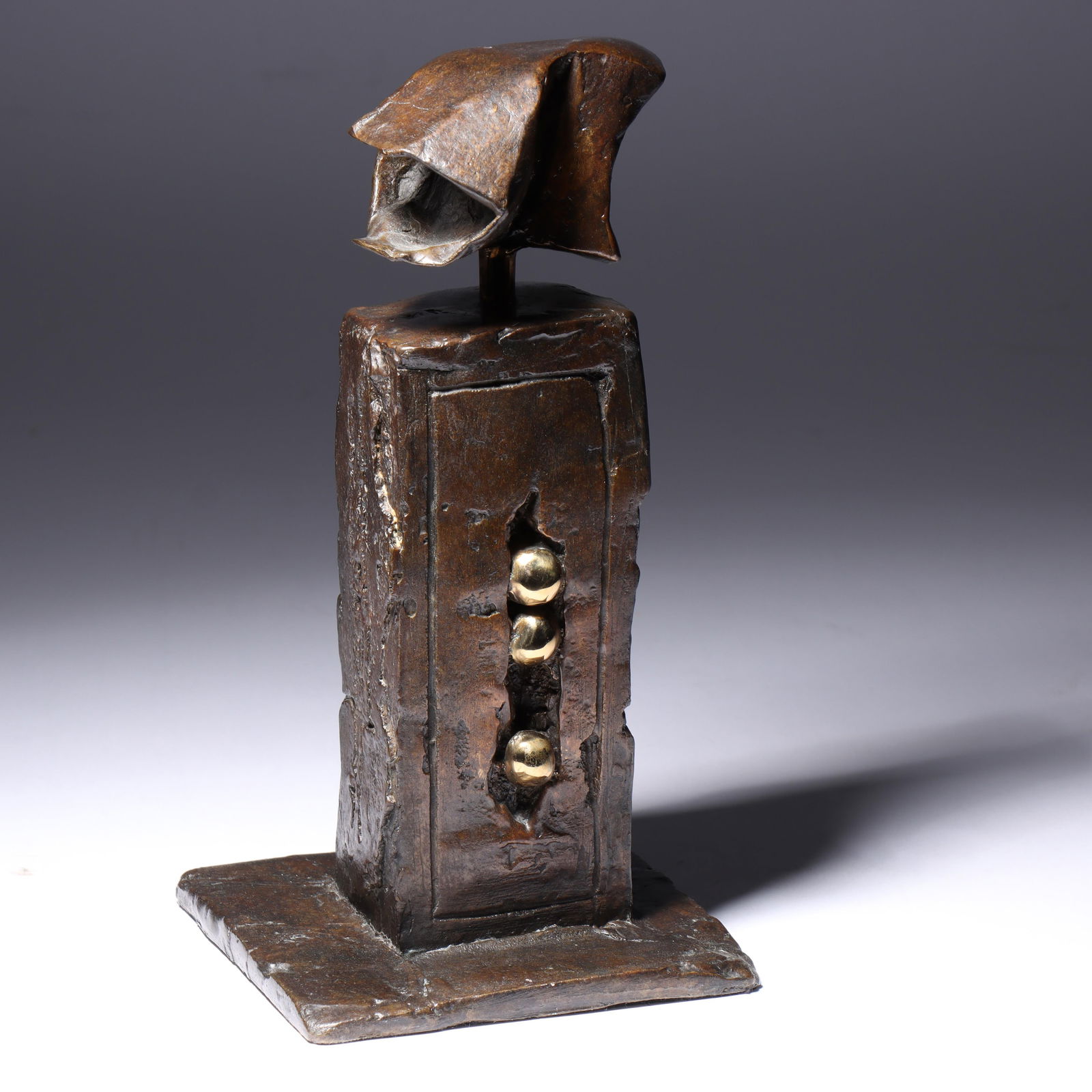 James Coignard, French (1925 - 2008), Personnage, parcel gilt bronze abstract sculpture, 9 1/2"H x 4 (1 of 11)