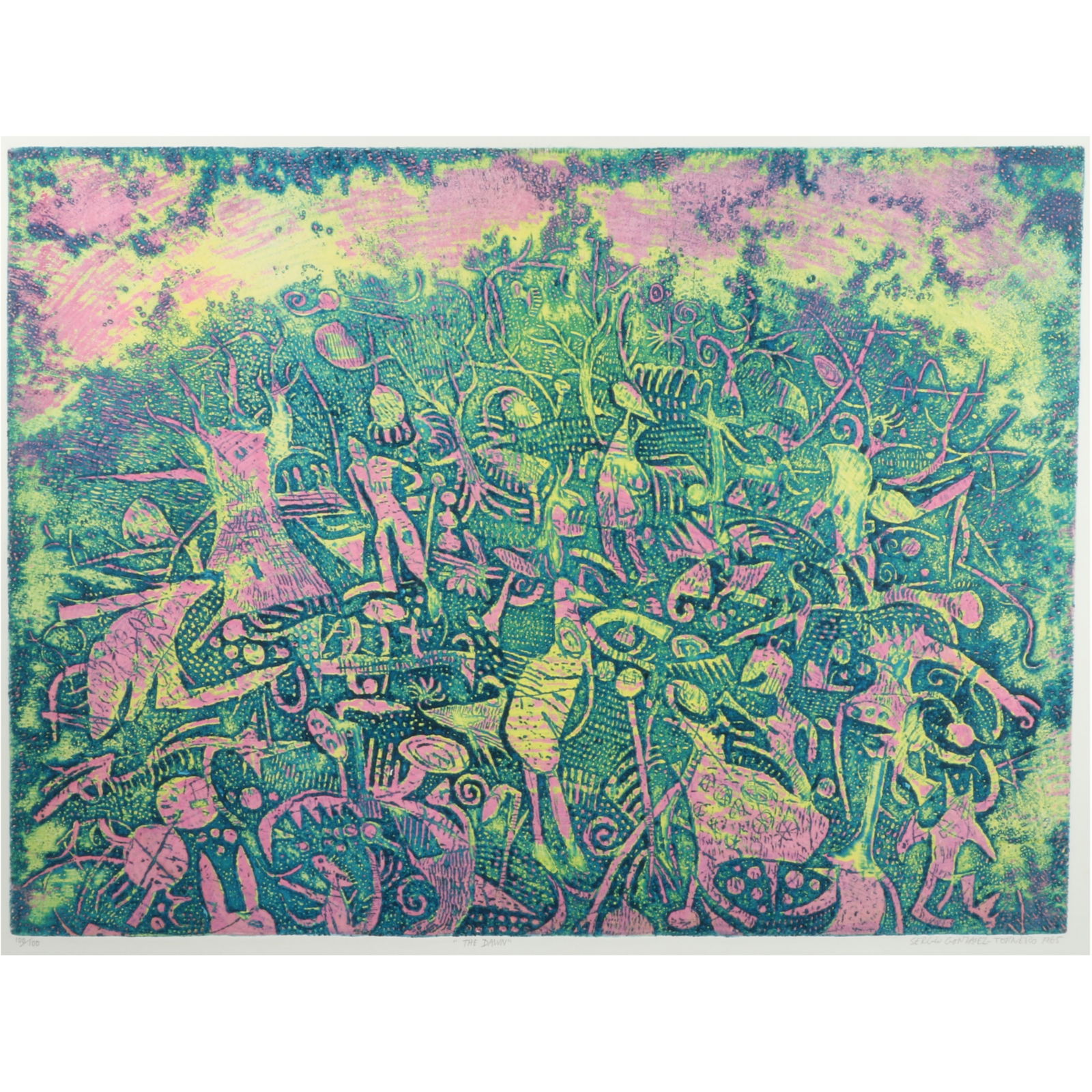 Sergio Gonzalez Tornero, Chilean (1927-2020), The Dawn, 1965, intaglio etching with aquatint in (1 of 12)