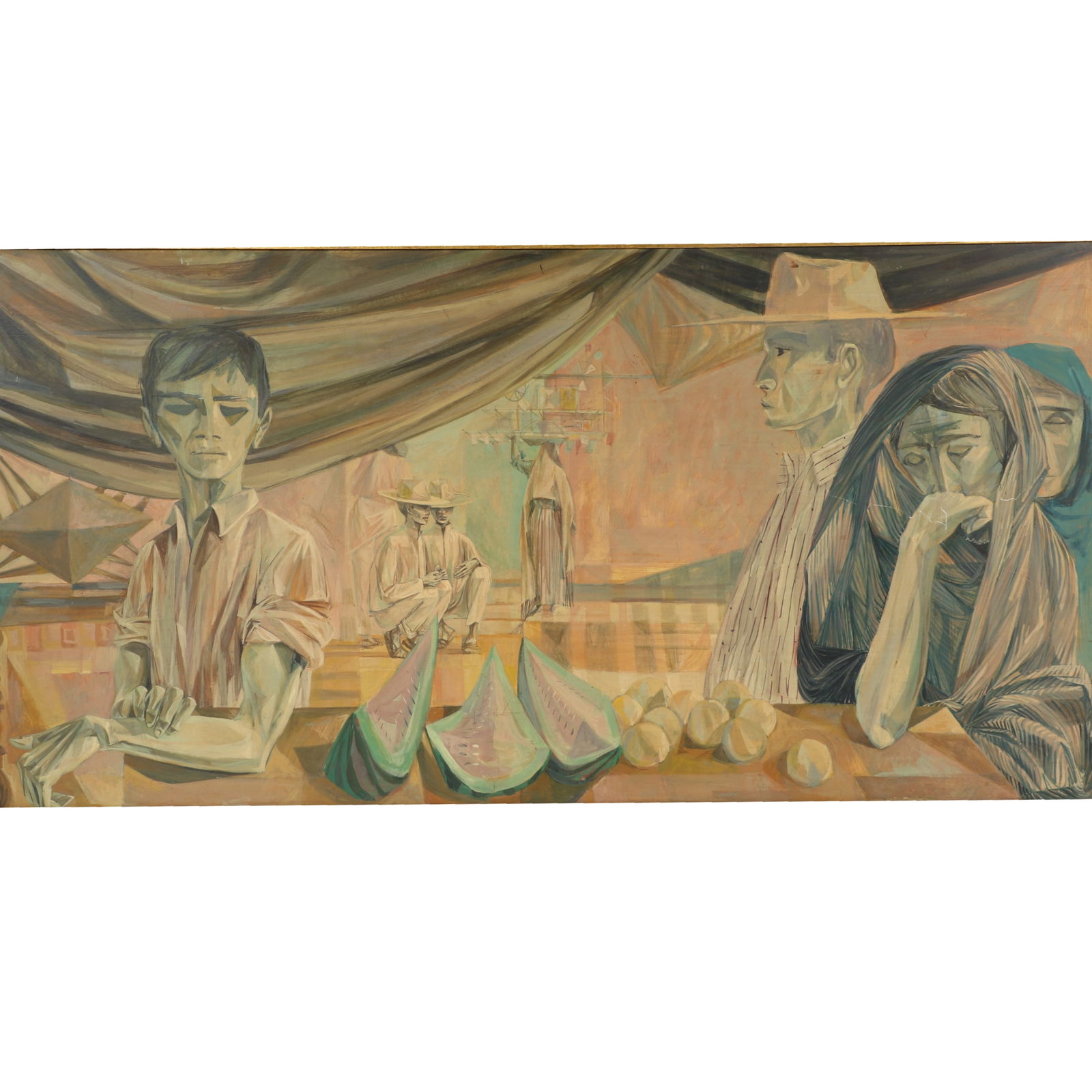 Attributed to Anton Refregier, California / Russian Federation (1905 - 1979), WPA market scene with (1 of 11)