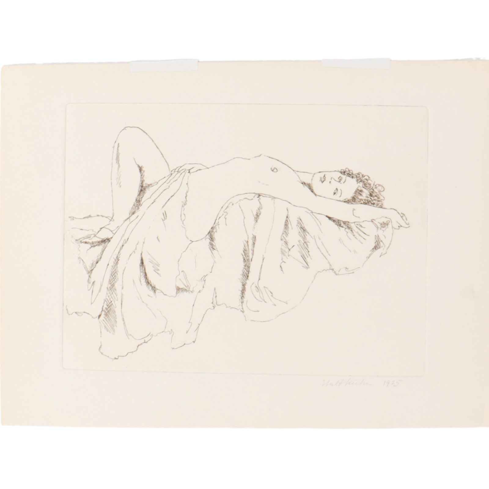 Walt Francis (Walter) Kuhn, New York, California (1877 - 1949), female nude, 1925, etching, 11"H x: Walt Francis (Walter) Kuhn New York, California (1877 - 1949) female nude, 1925 etching pencil signed and dated lower right. Biography from the Archives of askART: A painter and major organizer of the