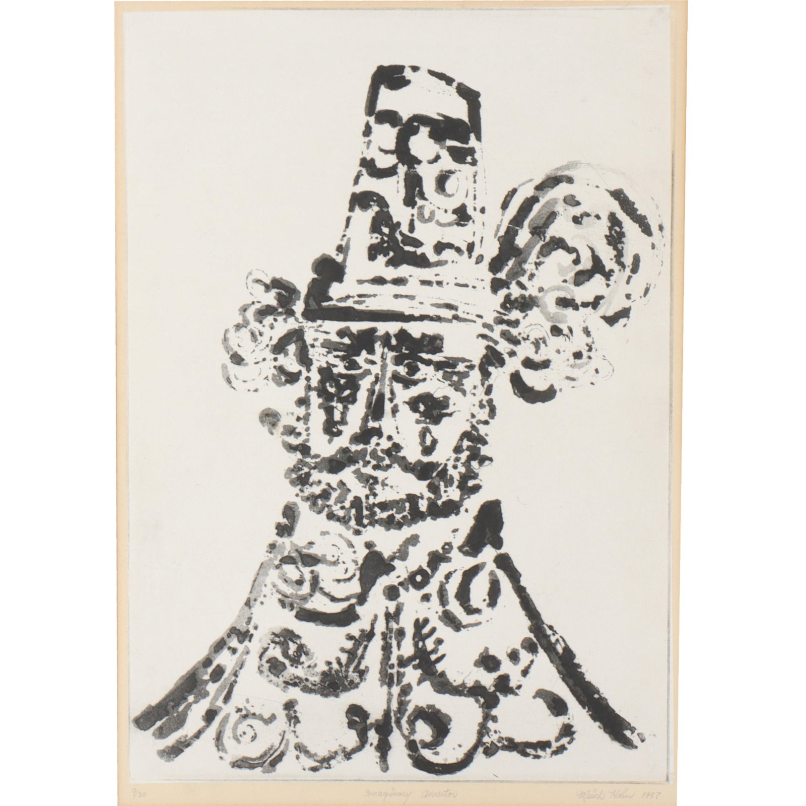 Misch Kohn, California, Indiana (1916 - 2002), Imaginary Ancestor, 1957, lithograph on paper laid on (1 of 8)