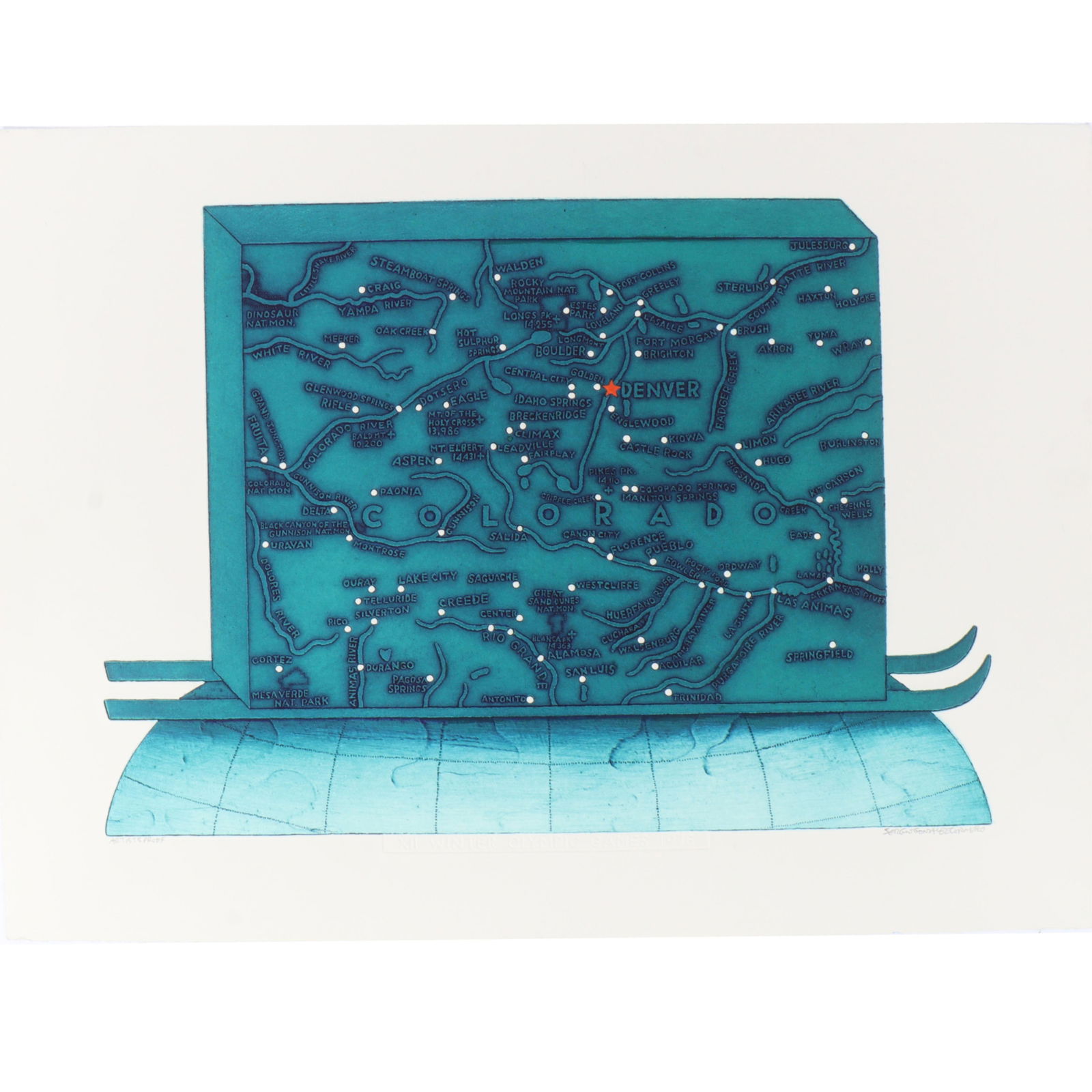 Sergio Gonzalez Tornero, Chilean (1927-2020), XII Winter Games, 1976, etching with aquatint in (1 of 9)