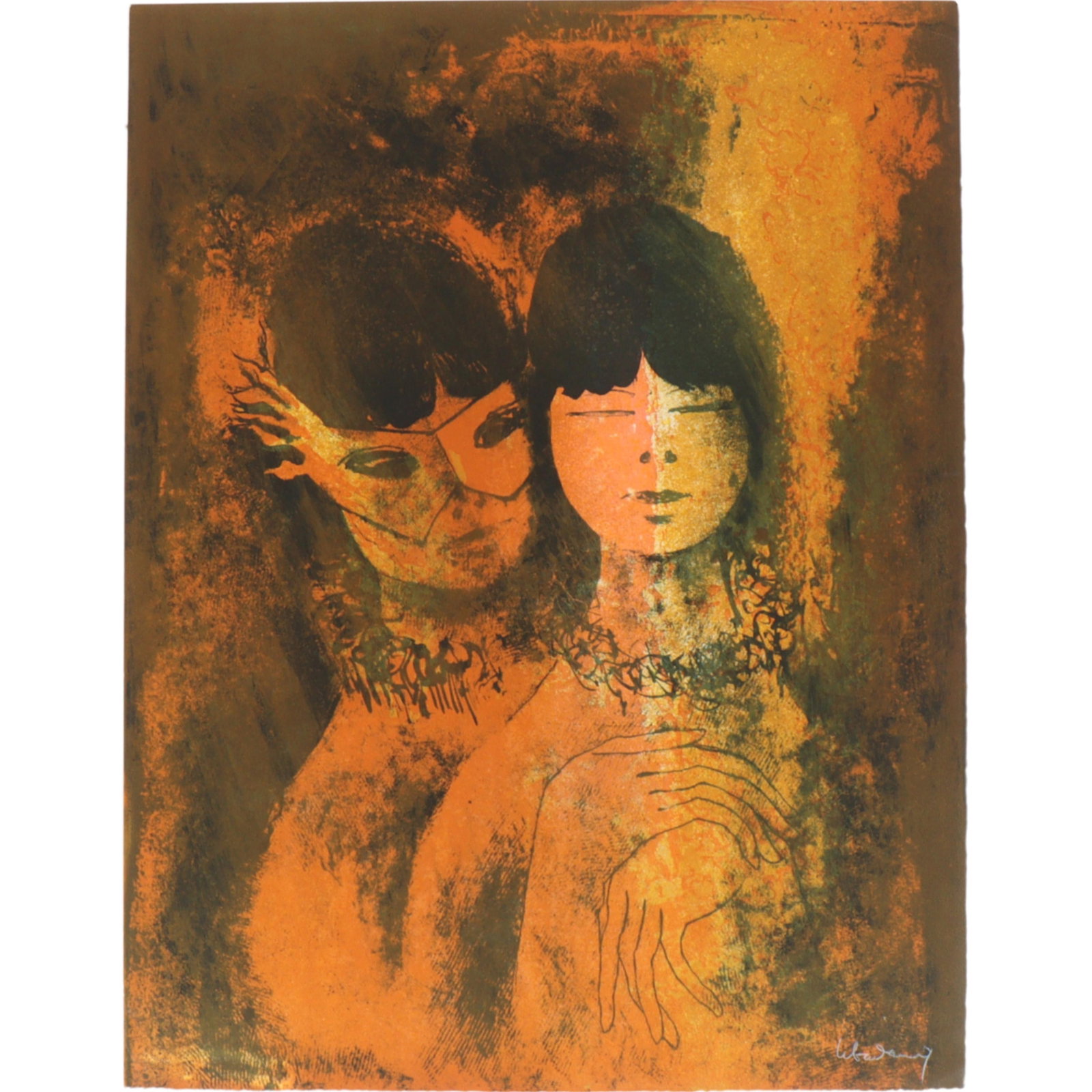 Hoi Lebadang, Viet Nam / France (1922 - 2015), Masquerade, color lithograph, 25 1/2"H x 19 1/2"W: Hoi Lebadang Viet Nam / France (1922 - 2015) Masquerade color lithograph Signed lower right, unnumbered. Biography from the Archives of askART: Lebadang (Hoi) was born in Quang Tri, Vietnam in 1922. H