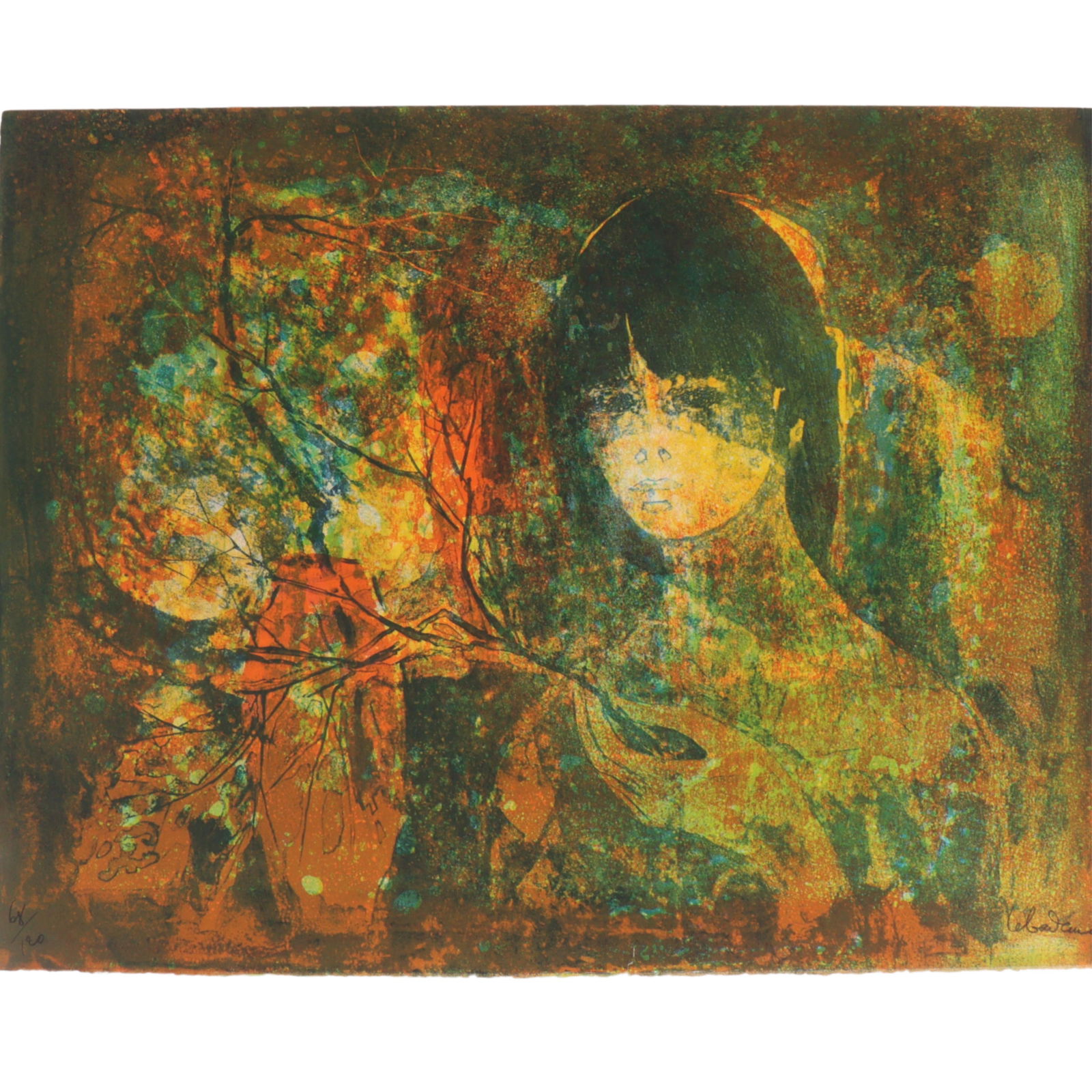 Hoi Lebadang, Viet Nam / France (1922 - 2015), La Jeune, color lithograph, 19 3/4"H x 25 1/2"W (1 of 10)