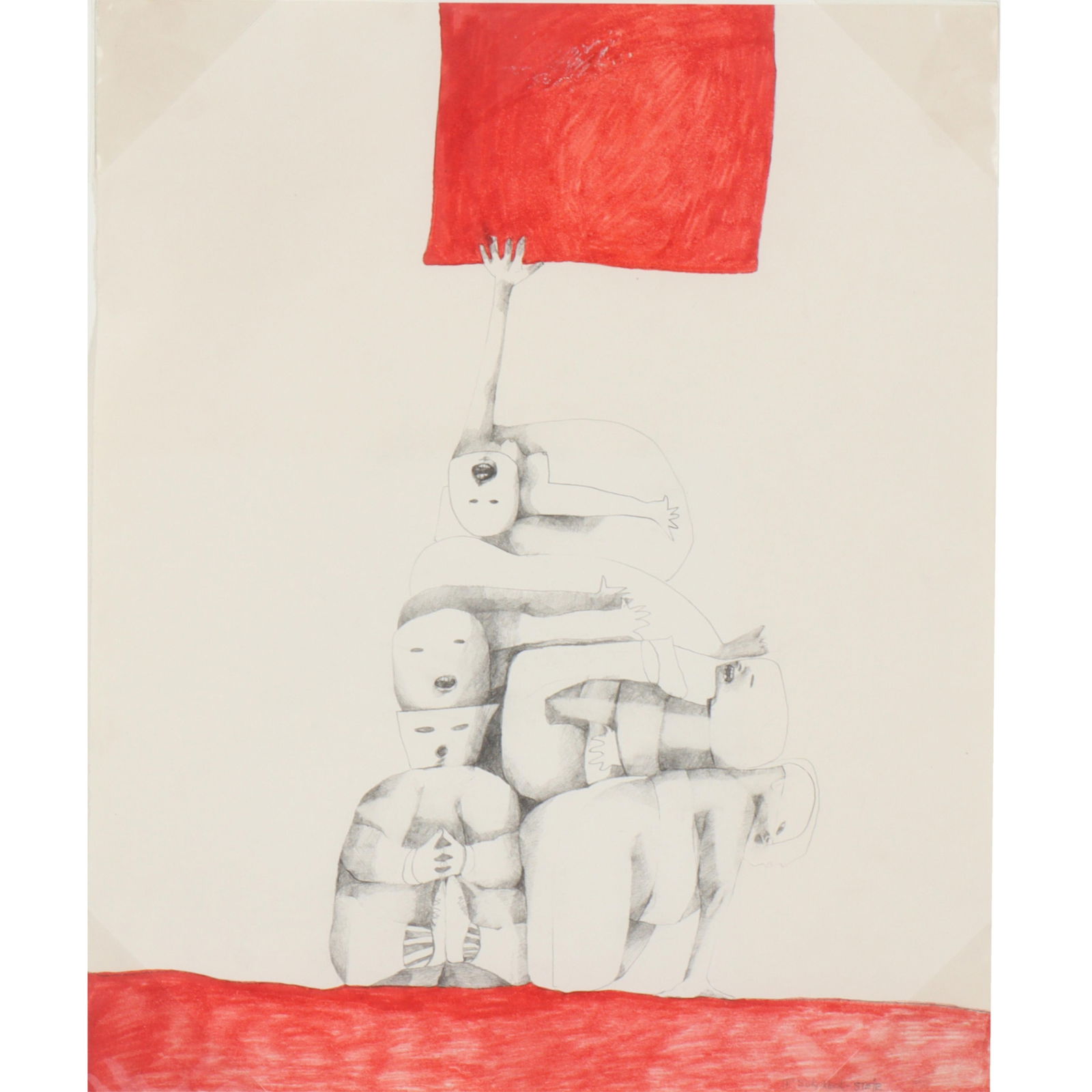 Pat Sukoneck Steir, American (b.1938/40), untitled abstract figural grouping, graphite and: Pat Sukoneck Steir American (b.1938/40) untitled abstract figural grouping graphite and watercolor Signed lower right. From AskArt: Painter, printmaker Pat Steir is a painter and draftsman of words, l