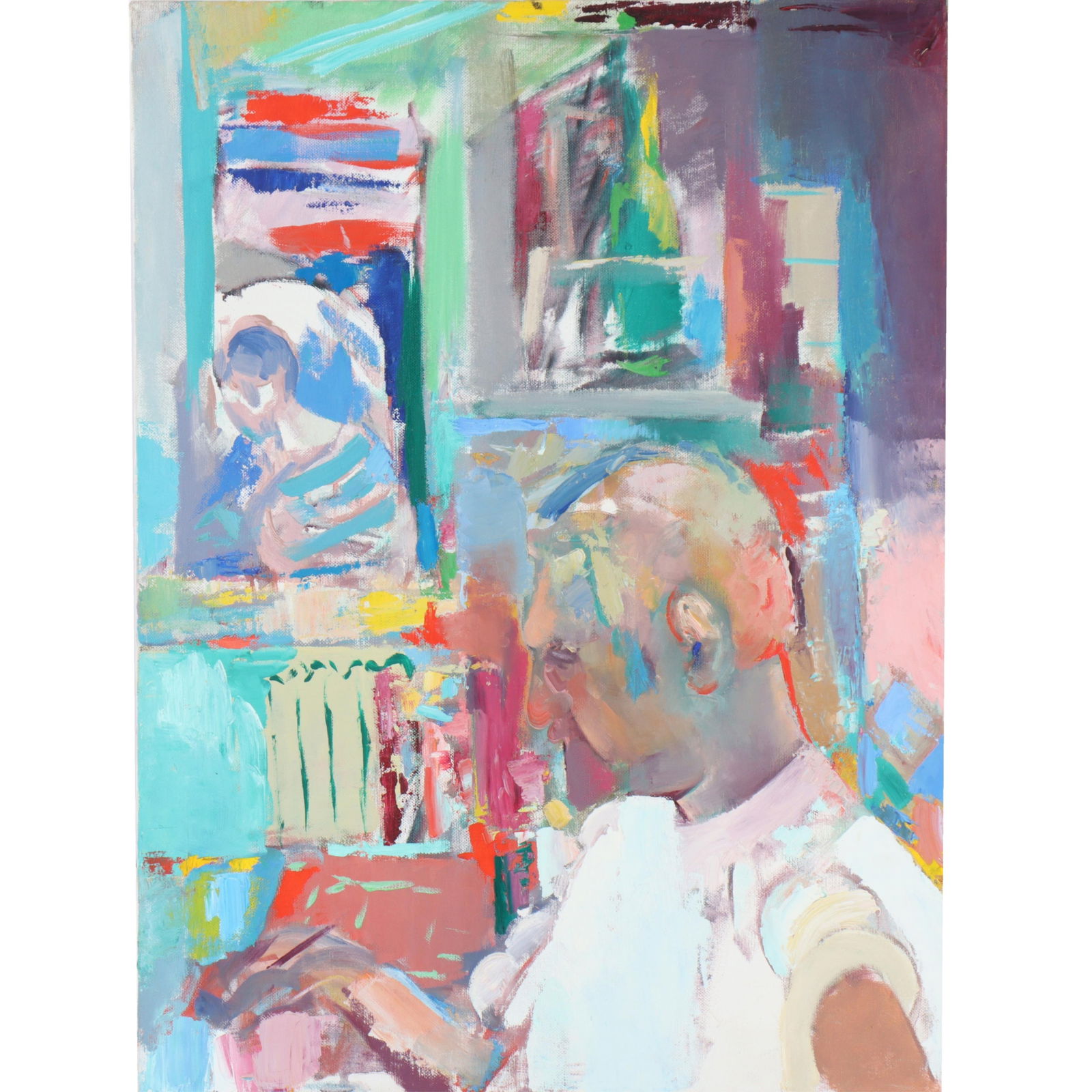 George McCullough, Indiana (1937 - 2005), male portrait of an artist in studio, oil on canvas, 24"H (1 of 8)