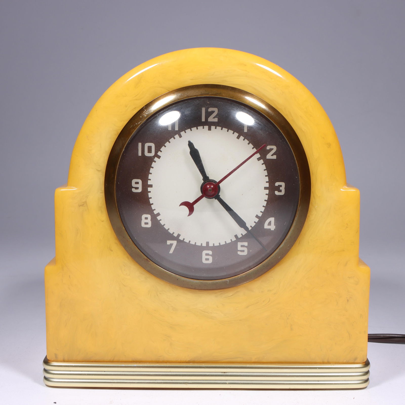 Beautiful Lackner Neon-Glo Art Deco Marbled blond Catalin Bakelite clock circa 30's and 40's, (1 of 10)
