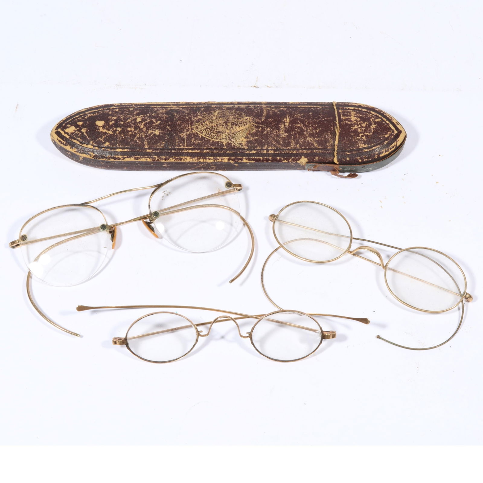 Antique eyeglasses group with 14K gold frame glasses, Art Deco ArtCraft gold filled glasses with (1 of 14)