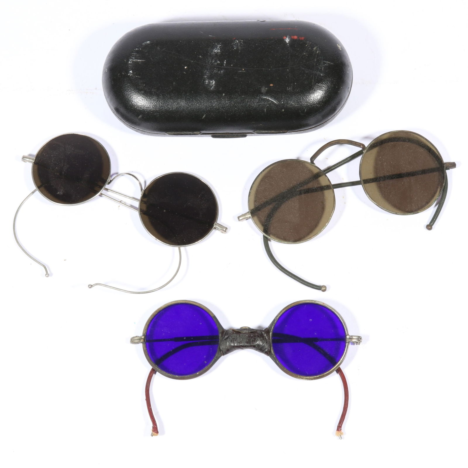 3 pairs Antique vintage sunglasses with 2 pairs of Willson sunglasses, dark cobalt blue lens (1 of 9)