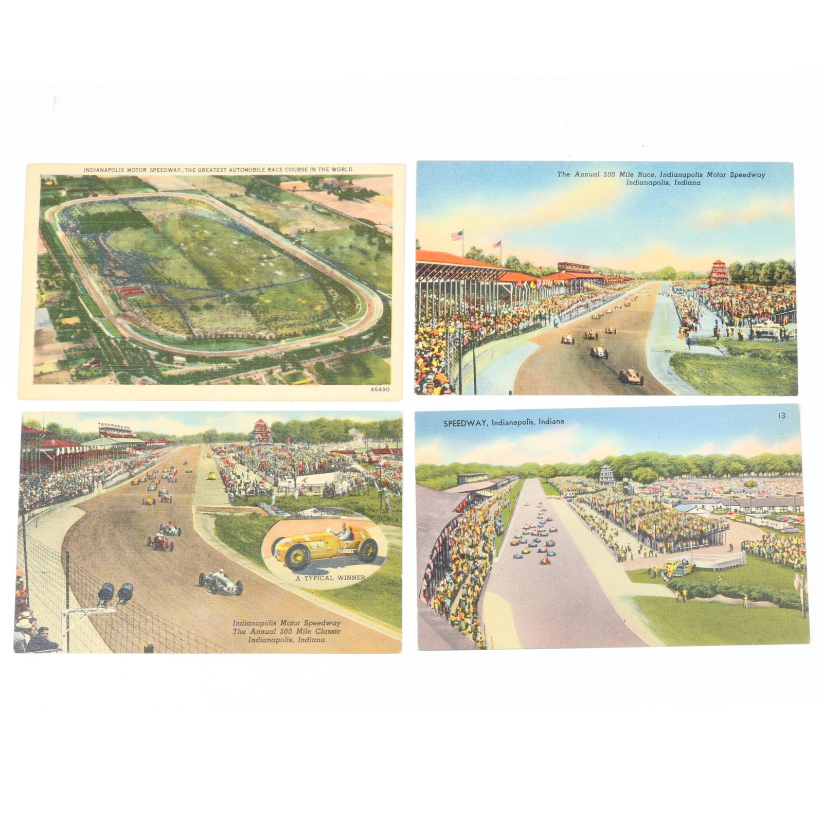Indianapolis Motor Speedway IMS 1940s Indy 500 Racing postcards unused. 5 1/2"L x 3 1/2"W (all) (1 of 6)