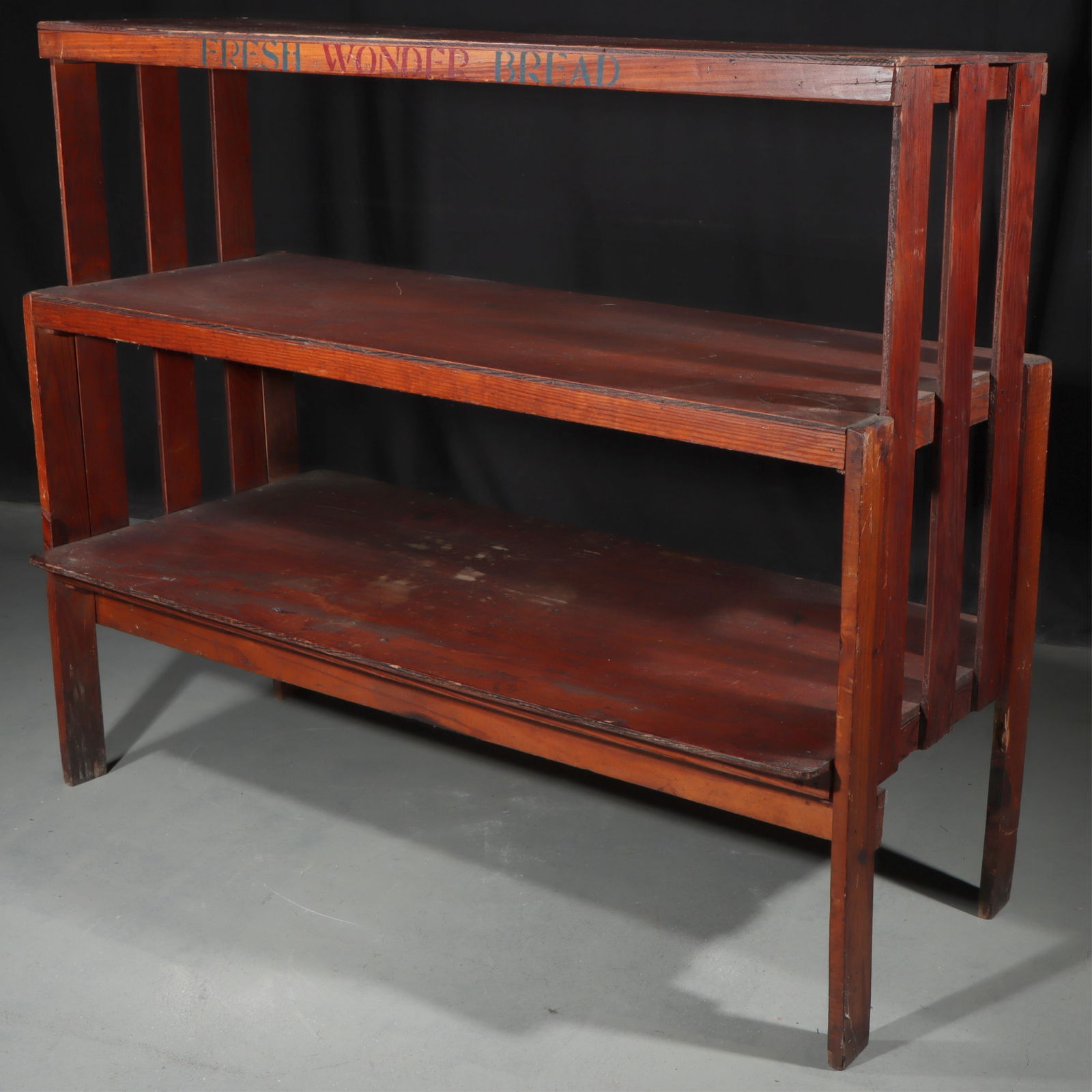 Antique Oak? Wonder Bread store display table 20"D X 48 1/2"W X 42"H (1 of 7)