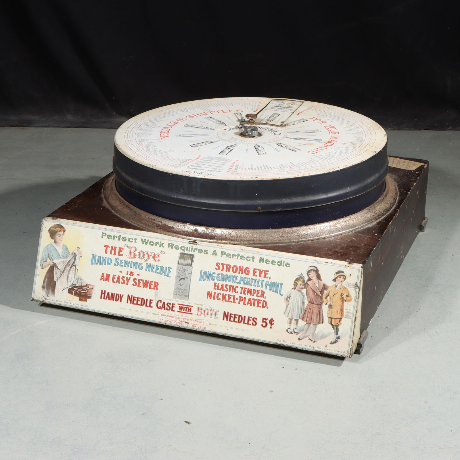Rare Antique The "Boye" Hand Sewing Needle Rotating Countertop Store Display 18"W x 20"D x 9"H (1 of 9)