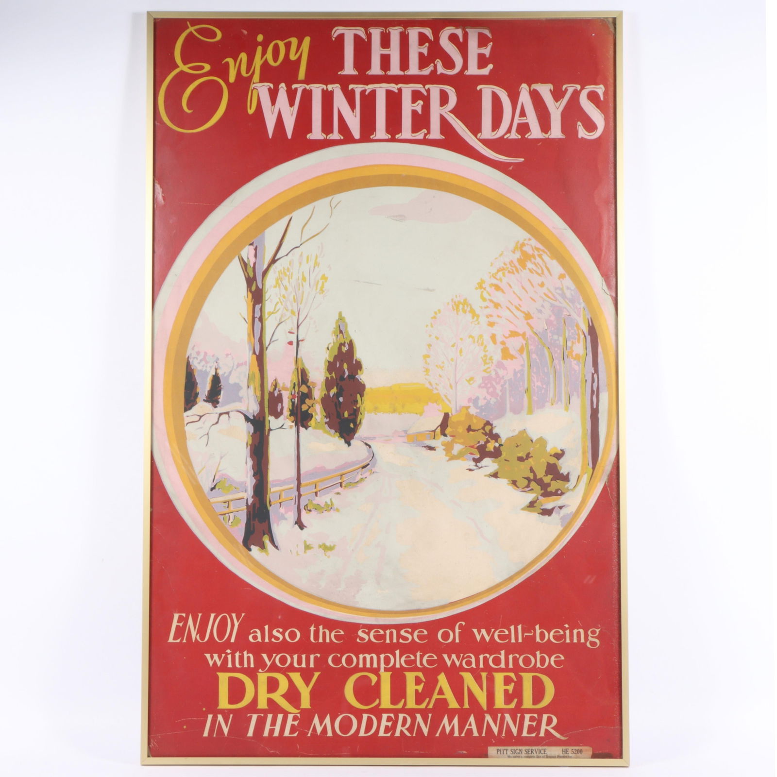 Framed ?Enjoy These Winter Days? Dry Cleaning Advertising Poster 28.5"W x 44.5"H (1 of 10)
