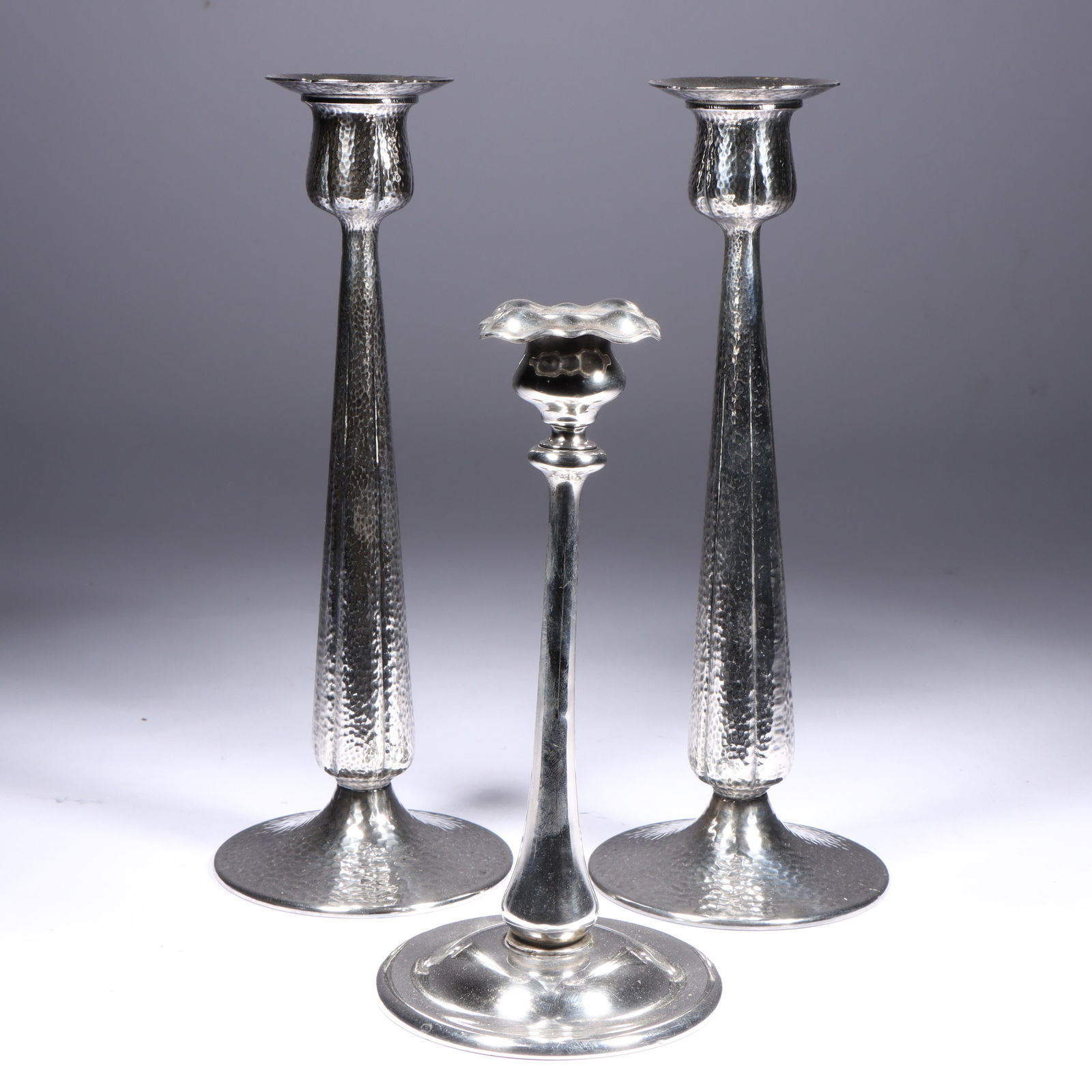 Three Silver Plated Candlesticks 10 3/4"H x 4"Diam. (one) (1 of 9)