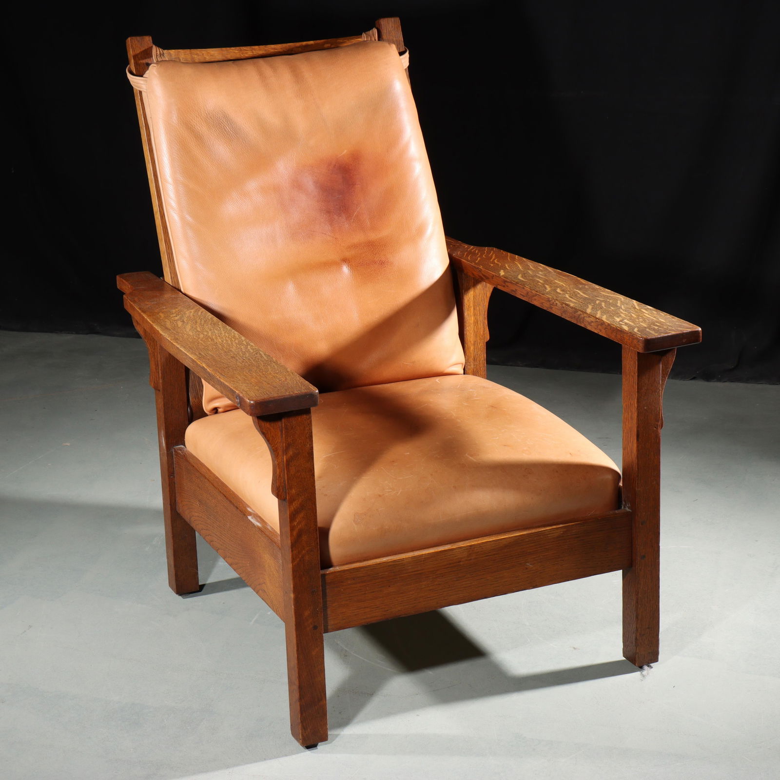 Gustav Stickley #346 openarm Mission Oak Morris chair. 39"H x 30 1/2"W (1 of 11)