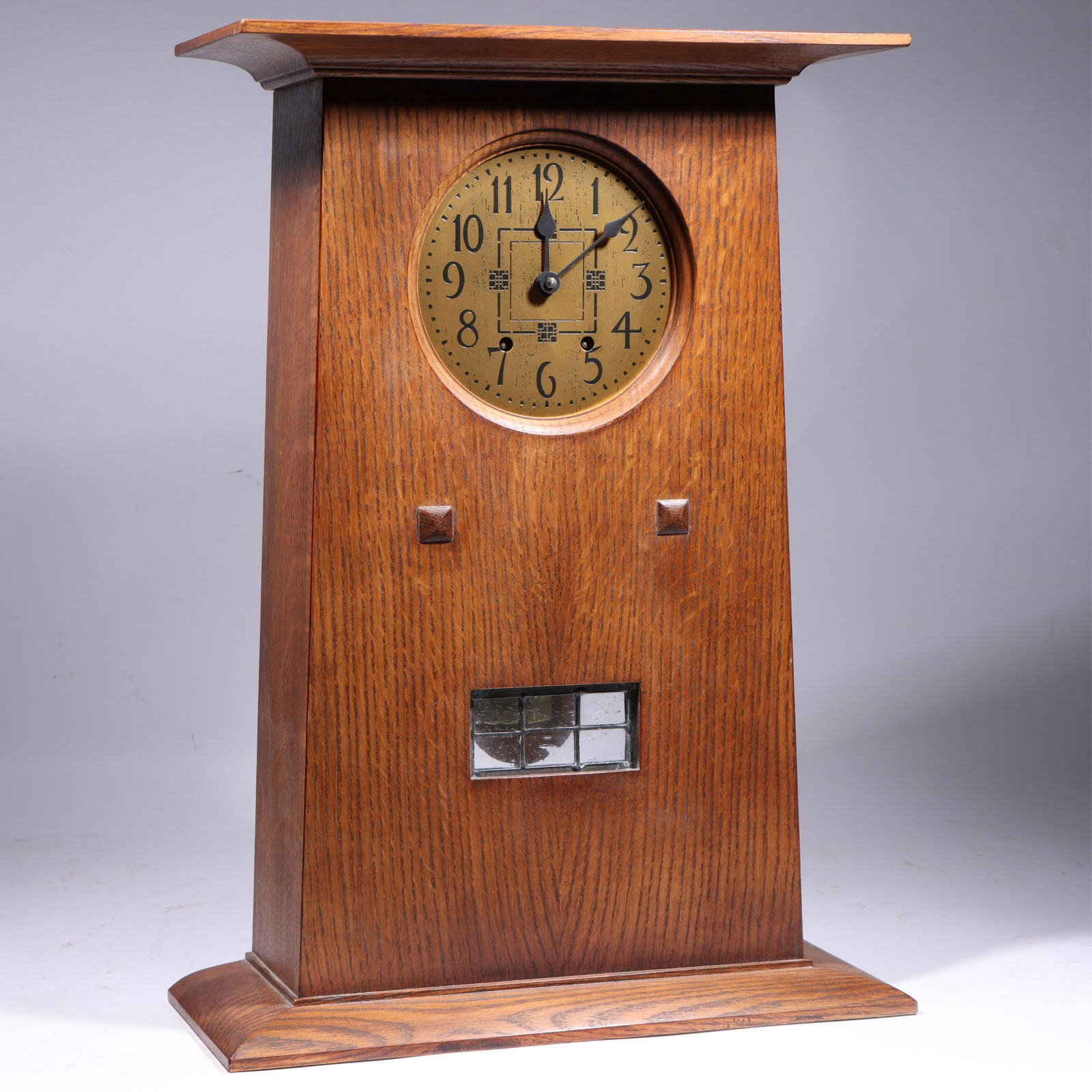 Contemporary Stickley Arts & Crafts oak mantel clock. 22"H x 16"W (1 of 13)