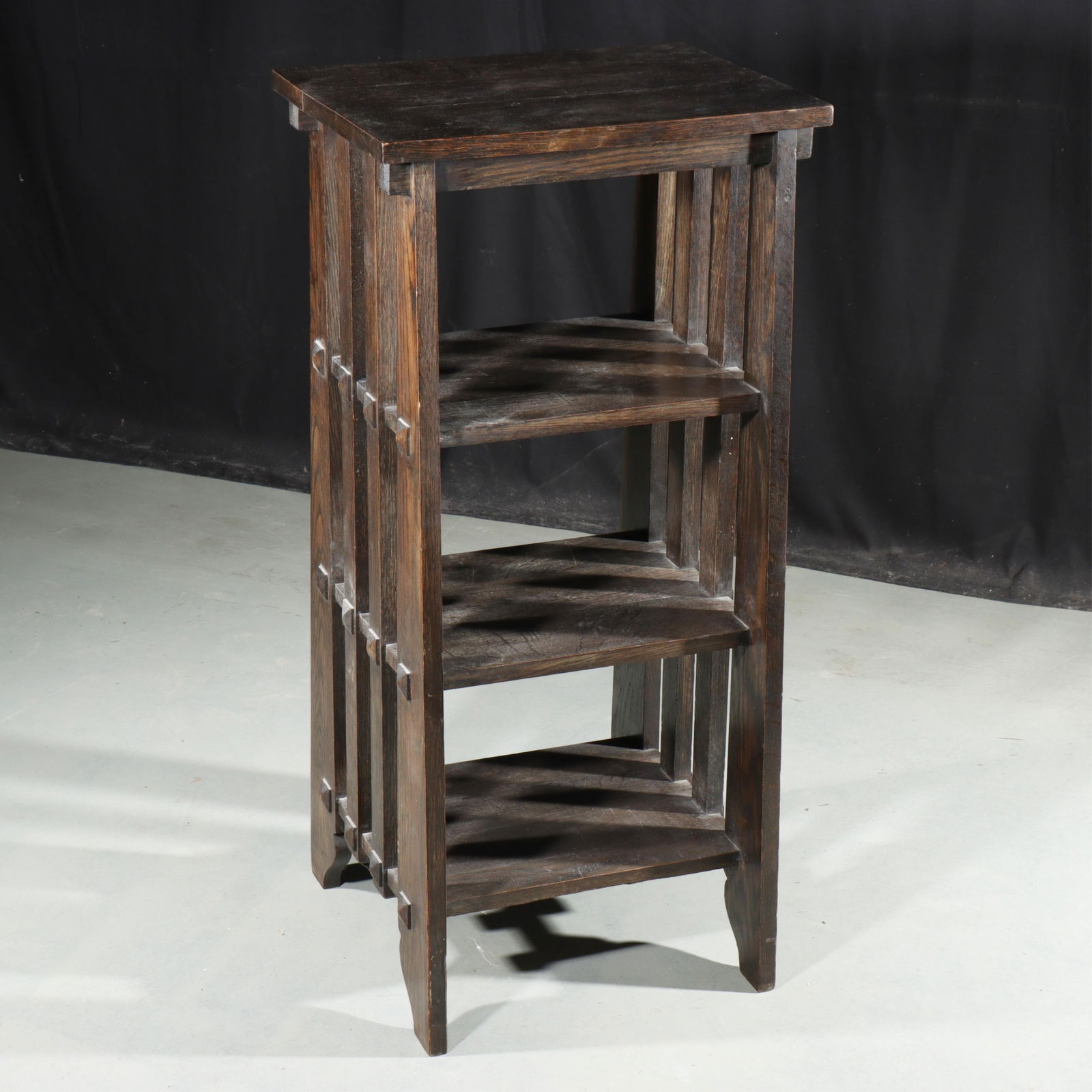 Michigan Chair Co. Arts & Crafts slatted Mission oak three tier magazine stand / shelf 37"H x 15 (1 of 9)