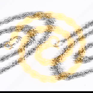 18K yellow gold rope chain link bracelet. 8"Long: 18K yellow gold rope chain link bracelet.3.2DWT The purchase of gold requires confirmed funds.8"Long