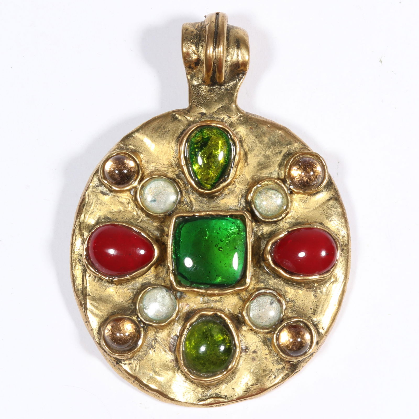 Les Paruriers French designer couture large Gripoix glass pendant limited edition 1/10. 2 3/4"H x (1 of 9)