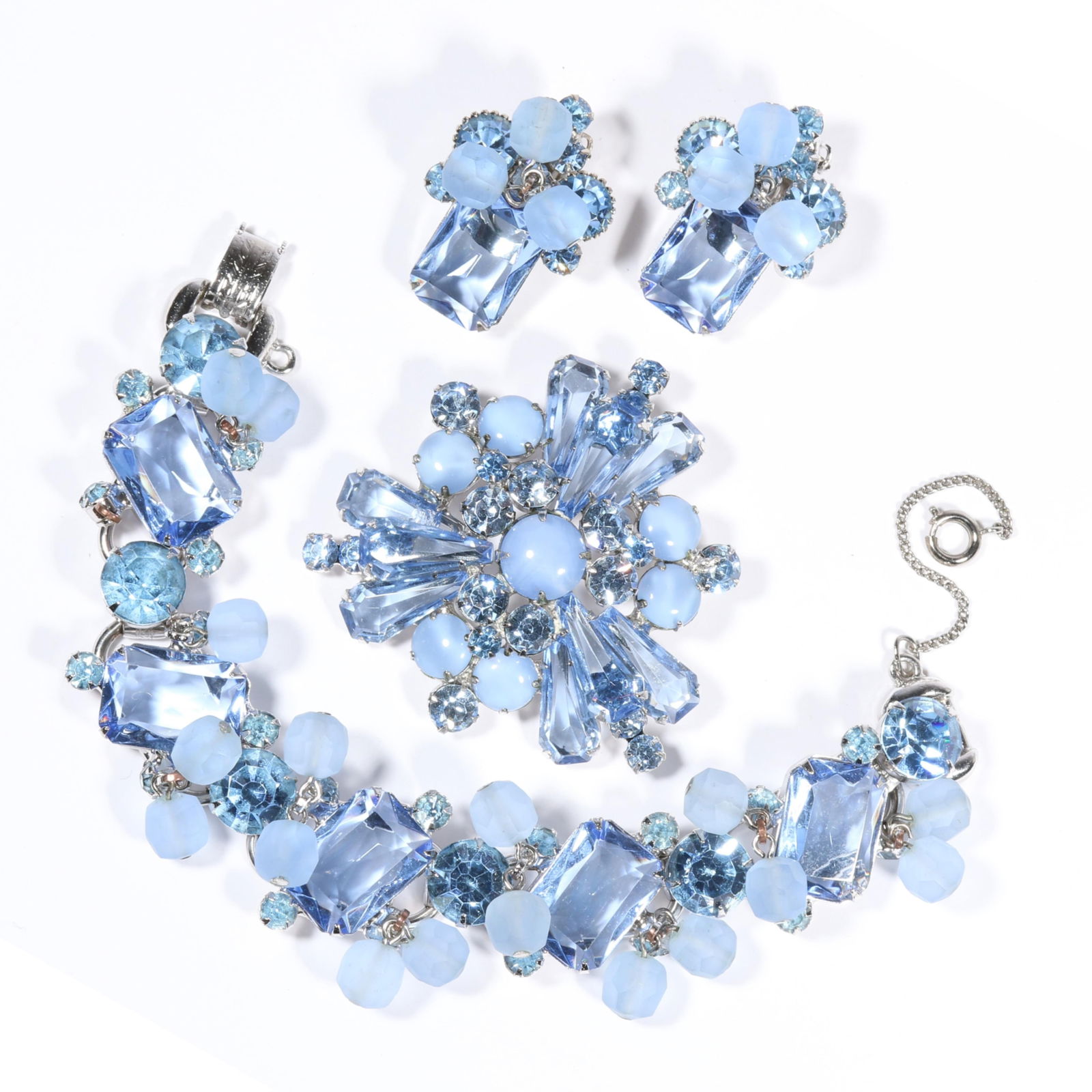 DeLizza & Elster Juliana unfoiled ice blue and frosted dangle bracelet with matching earrings and (1 of 10)