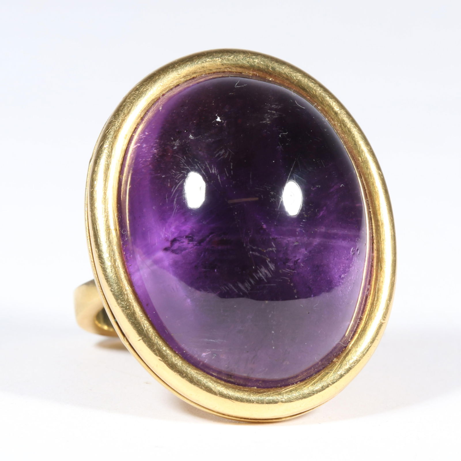 18K yellow gold Andrew Grima cocktail ring with HUGE amethyst orb cabochon and European shank. Ring (1 of 9)