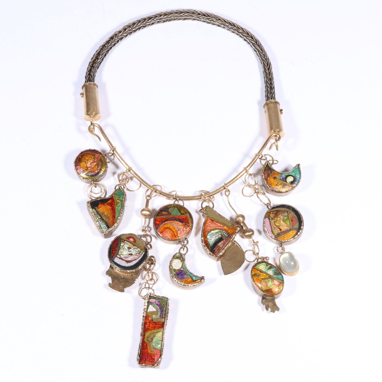 William Harper 1980 “A bib of Charms” sterling silver and gold assemblage necklace with (1 of 11)