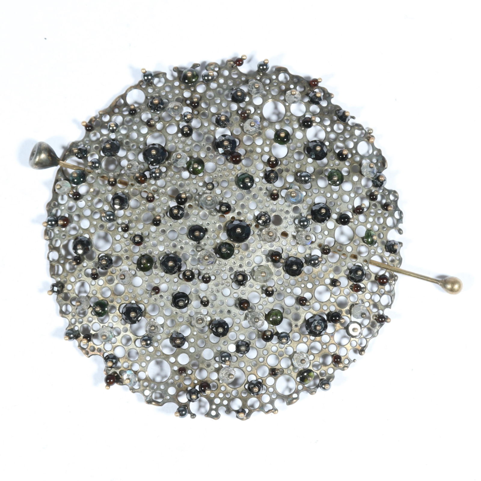 Ted Muehling Queen Anne’s Lace Series (similar to Tea Strainer Series), large oxidized pierced (1 of 8)