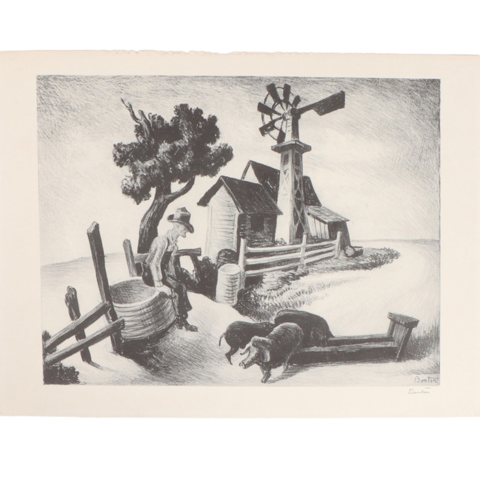 Thomas Hart Benton, American (1889-1975), In the Ozarks, Plate Number Nine, lithograph, 9"H x 12"W (1 of 11)