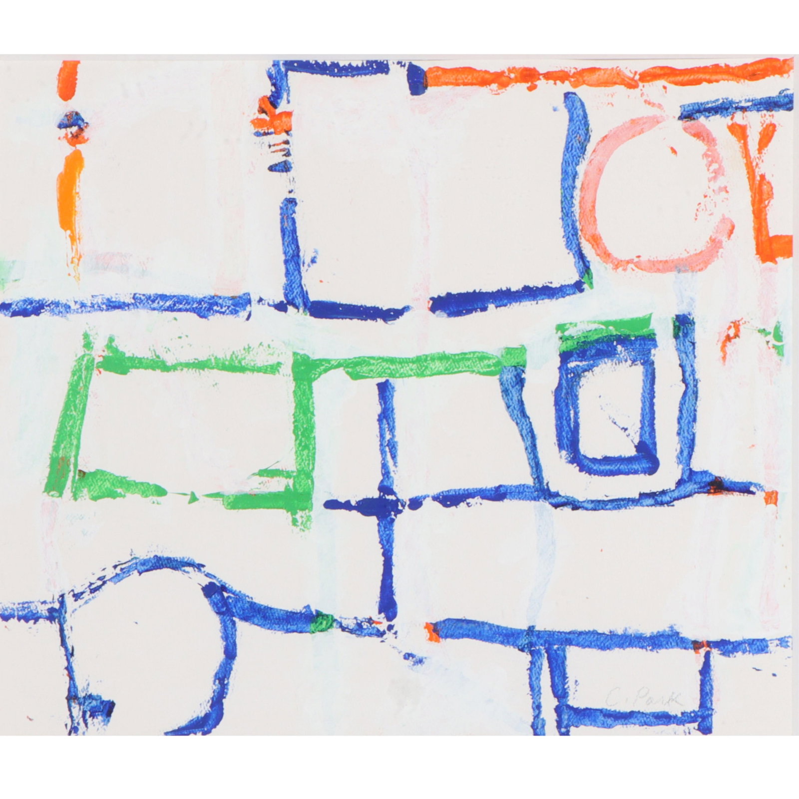 Charlotte Park, American (1918 - 2010), abstract, 1980/81, acrylic on paper, 11 3/4"H x 13: Charlotte Park American (1918 - 2010) abstract, 1980/81 acrylic on paper Signed lower right. Provenance: estate of Elaine de Kooning Biography from Spanierman Gallery: Charlotte Park was born in Conco